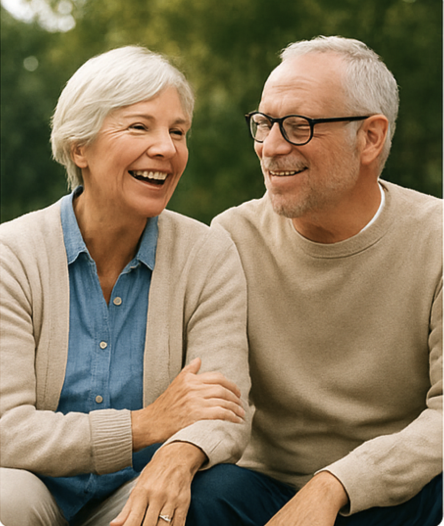 Smiling couple discussing Social Security plan